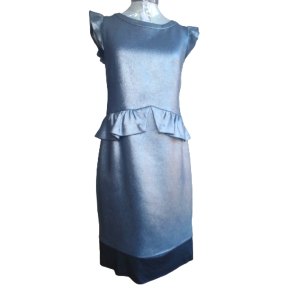 Sandro Dove Gray Ruffled Sheath Dress Large